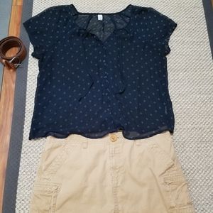 Old Navy Shear Button-Up Blouse with Hanging Ties!